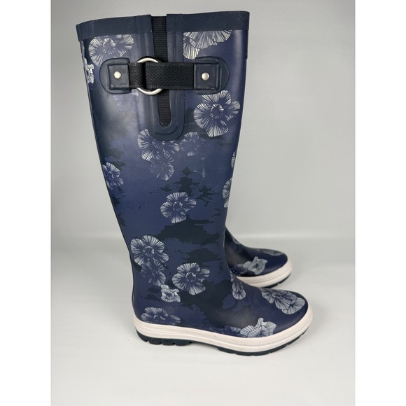 Helly Hansen Veierland 2 Graphic Tall Rain Boots Navy Floral Women's‎ US 8 - Picture 2 of 9